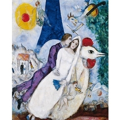 Print Chagall - The Bride and Groom of the Eiffel Tower