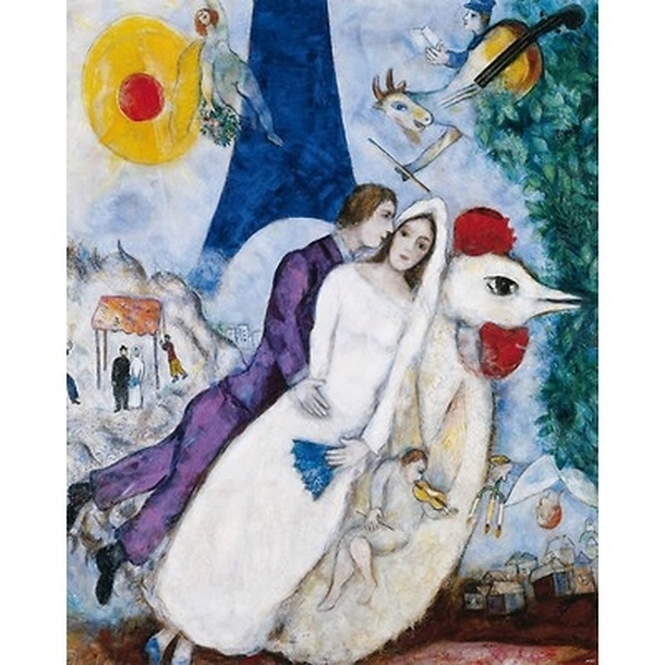 Print Chagall - The Bride and Groom of the Eiffel Tower