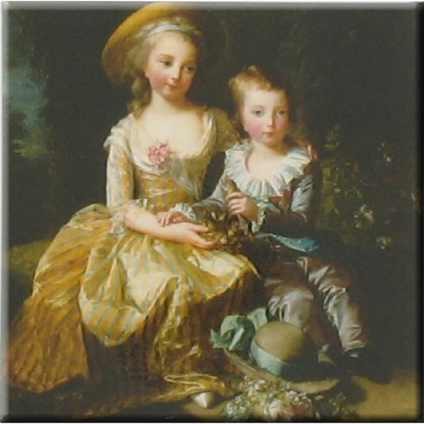Magnet carré "Marie-Thérèse Charlotte de France, dite "Madame Royale", et son frère le Dauphin Louis Joseph Xavier François (détail)"