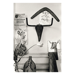 Carte postale Duncan - Sculpture Tête de taureau accrochée au mur du salon de l'atelier de la Californie