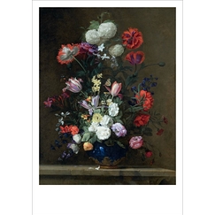 Picart Postcard - Bouquet of flowers in a vase ornated with bronzes