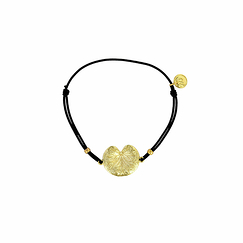 Bracelet cordon avec Nymphéa doré - Les Cleias