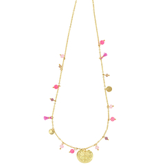 Necklace Waterlily with pink pendants