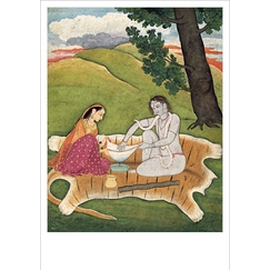Postcard - Shiva and Parvati preparing the bhang