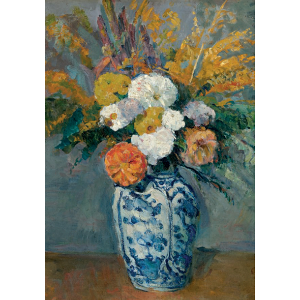 Carte postale Cézanne - Dahlias dans un grand vase de Delft (détail)