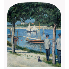 Carte postale Caillebotte - La Berge du Petit-Gennevilliers et la Seine, 1890