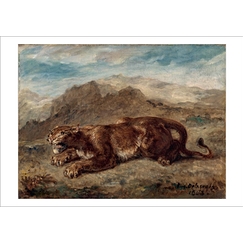 Carte postale Delacroix - Lionne prête à s'élancer