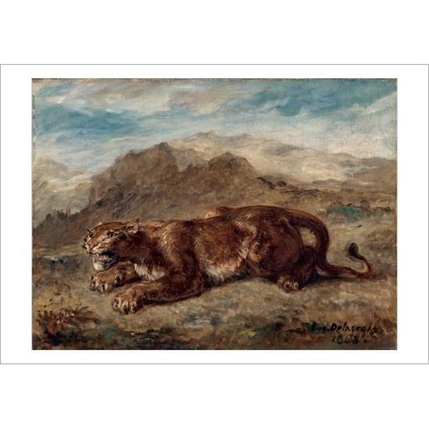 Carte postale Delacroix - Lionne prête à s'élancer
