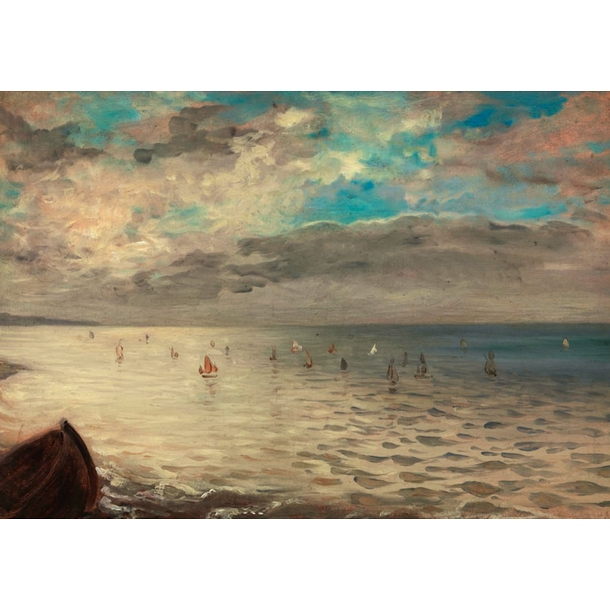 Carte postale Delacroix - La Mer vue des hauteurs de Dieppe