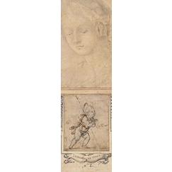 Marque page de Vinci - Sept études de têtes. Saint Jean Baptiste enfant