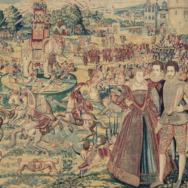 Postcard - Curtain of the Valois celebrations, The Carrousel with an Elephant