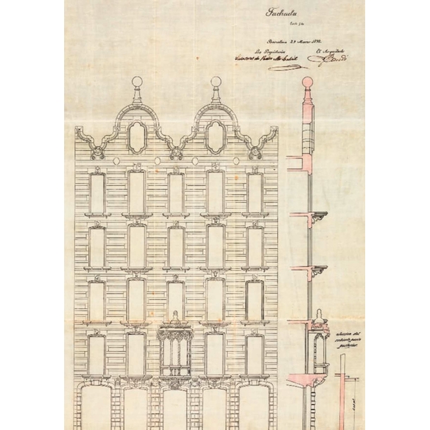 Carte postale Gaudí - Façade de la Casa Calvet, élévation