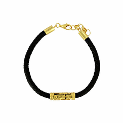 Bracelet en cuir avec sceau cylindre doré