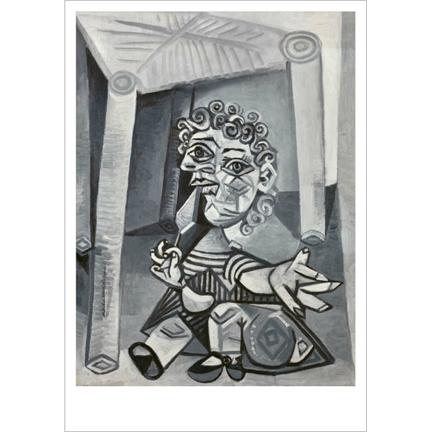 Carte postale Picasso - Enfant à la sucette assis sous une chaise