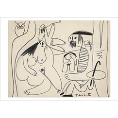 Carte postale Picasso - Feuillet extrait du Carnet d'études pour Le Déjeuner sur l'herbe