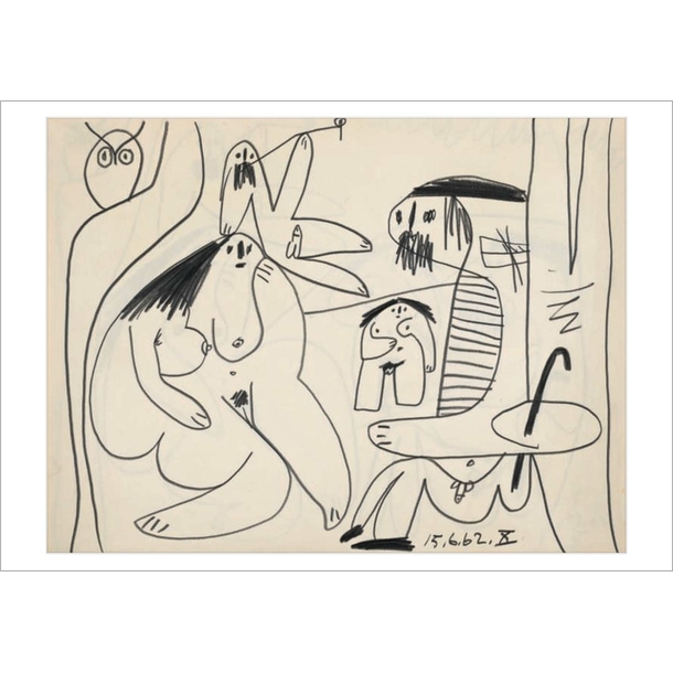 Carte postale Picasso - Feuillet extrait du Carnet d'études pour Le Déjeuner sur l'herbe