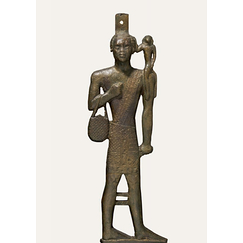 Postcard - Bronze sconce featuring a Kushite with a basket on his arm