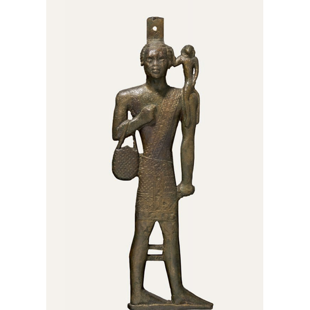 Carte postale - Bronze d'applique représentant un Kouchite avec un panier au bras