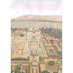 Carte postale Golvin - Vue vers l'ouest et le Nil des temples de Karnak