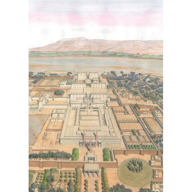 Carte postale Golvin - Vue vers l'ouest et le Nil des temples de Karnak
