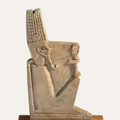 Carte postale - Plaquette représentant Amon thébain assis et tenant un signe ânkh