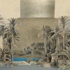Chéret Postcard - Banks of the Nile, mockup for Aida's Act III