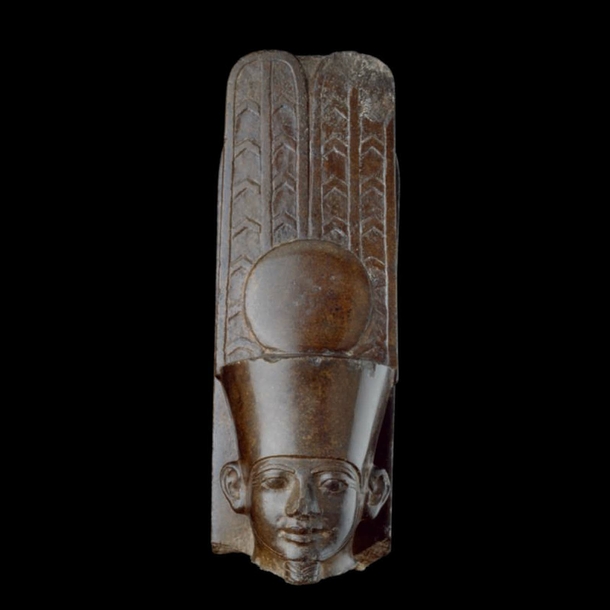Postcard - Head of a statue featuring God Amon Re