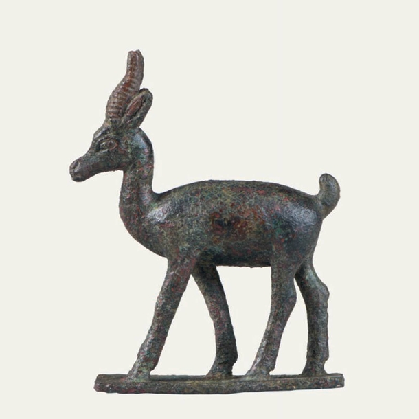 Postcard - Small bronze statue of a dorcas gazelle