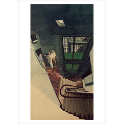 Carte postale Szafran - Escalier avec Jacques Kerchache, François Barbâtre et l'artiste