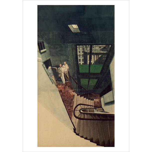 Carte postale Szafran - Staircase with Jacques Kerchache, François Barbâtre and the artist