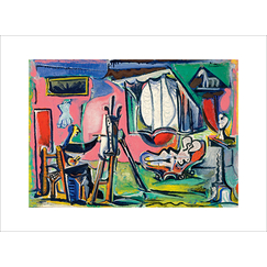 Carte postale Picasso - Le Peintre et son modèle dans l'atelier