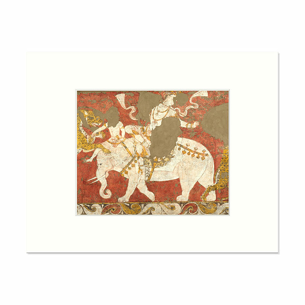 Reproduction Royal figure on an elephant fighting wild animals, ca. 730