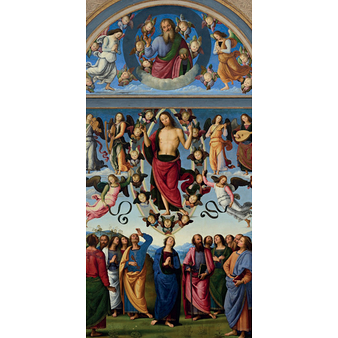 Il Perugino Postcard - The eternal Father between two angels