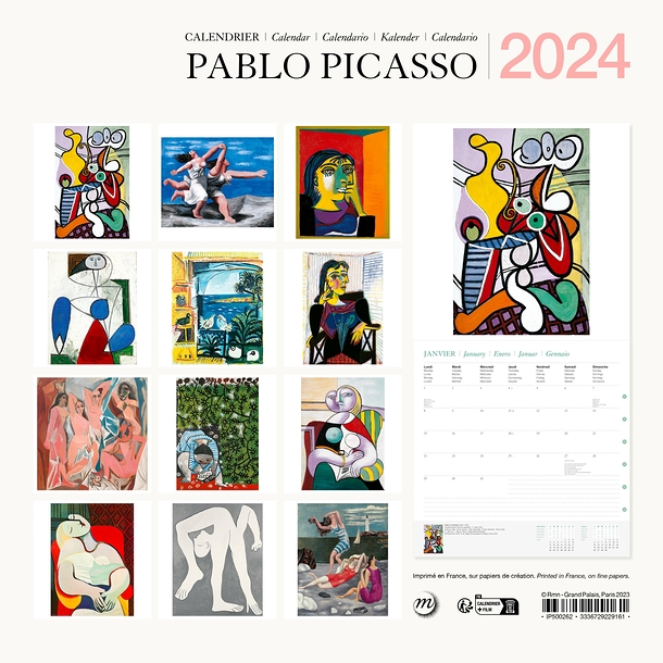 2024 Large Calendar - Pablo Picasso - 30 x 30 cm | Professionnels