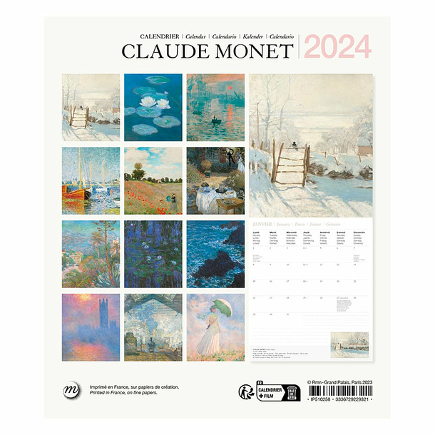 Calendrier De Bureau 2024 Monet, 20 X 18 Cm, Calendrier Mensuel En  Français