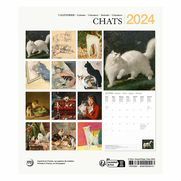 Calendrier Mural 2024 mignon Lazy Cats 12 X 12 (pouces