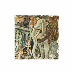 Dessous de verre en marbre Rosso Fiorentino - L' Éléphant royal - 10 x 10 cm