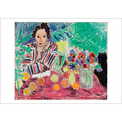 Carte postale Matisse - Robe rayée, fruits et anémones