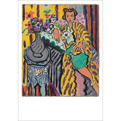 Carte postale Matisse - Odalisque à la robe persane jaune, anémones