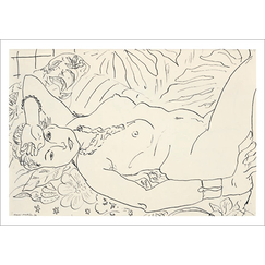 Carte postale Matisse - Nu couché aux coussins fleuris