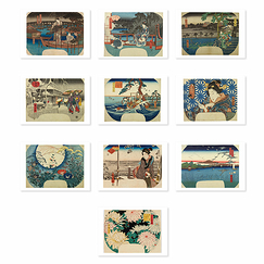 Lot de 10 Cartes postales Hiroshige