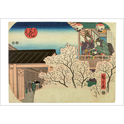 Carte postale Hiroshige - Sites célèbres d'Edo : Les Fleurs