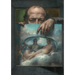 Faverjon Postcard - Self Portrait as a trompe-l'oeil
