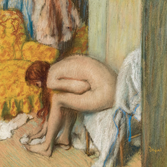 Carte postale Degas - Femme à sa toilette s'essuyant le pied gauche