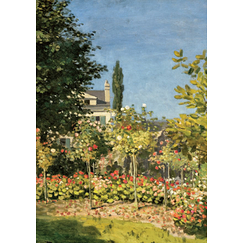 Monet Postcard - Blooming Garden in Sainte-Adresse
