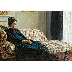 Carte postale Monet - Intérieur ou Méditation. Mme Monet au canapé