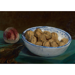 Manet Postcard - Walnuts in a salad bowl
