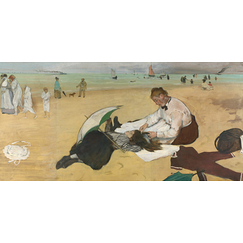 Carte postale Degas - Bains de mer. Petite fille peignée par sa bonne