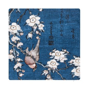 Housse de coussin Katsushika Hokusai - Bouvreuil et cerisier - 40x40 cm