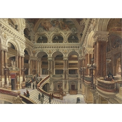 Carte postale NAVLET - Escalier de l'Opéra à Paris, vers 1880